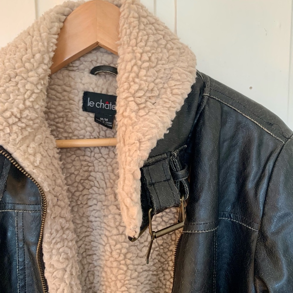 Black Leather Jacket With Shearling Lining - image 6